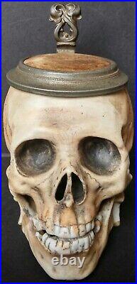 Rare Antique German Ernst Bohne Sohne Porcelain Tankard Skull-look