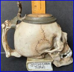 Rare Antique German Ernst Bohne Sohne Porcelain Tankard Skull-look