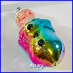 Rare Antique German Figurine Grandpa Rainbow Glass Christmas Ornaments NICE