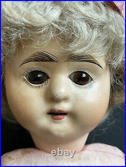 Rare Antique German/French 15 Papier Mache  Socket Head Doll Glass Eyes