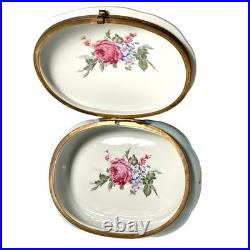 Rare Antique German Kalk Porcelain Jewelry Box Angels Gold Handpainted 1900s