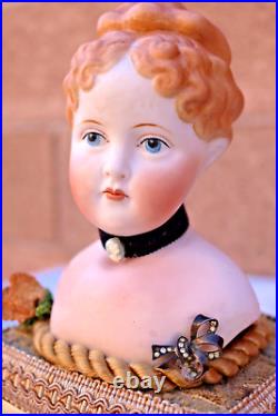 Rare Antique German Parian China Bisque Shoulder Head Doll with Musi? Box Rare Antique German Parian China Bisque Shoulder Head Doll with Musi? Box