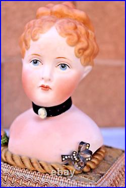 Rare Antique German Parian China Bisque Shoulder Head Doll with Musi? Box Rare Antique German Parian China Bisque Shoulder Head Doll with Musi? Box