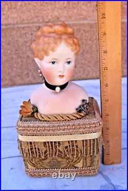 Rare Antique German Parian China Bisque Shoulder Head Doll with Musi? Box Rare Antique German Parian China Bisque Shoulder Head Doll with Musi? Box