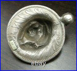 Rare Antique German Reich 1 Mark Silver Coin Lady Liberty Designer Pendant
