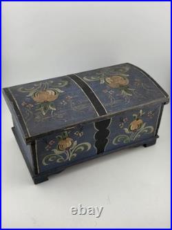 Rare Antique Hand Inscribed 1943 German Folk Art Chest WWII Augsburg Kepsake Box