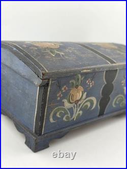 Rare Antique Hand Inscribed 1943 German Folk Art Chest WWII Augsburg Kepsake Box