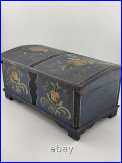 Rare Antique Hand Inscribed 1943 German Folk Art Chest WWII Augsburg Kepsake Box