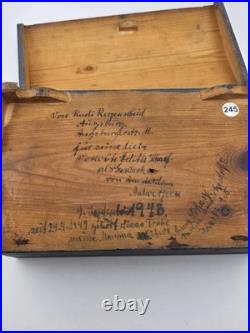 Rare Antique Hand Inscribed 1943 German Folk Art Chest WWII Augsburg Kepsake Box