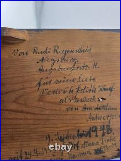 Rare Antique Hand Inscribed 1943 German Folk Art Chest WWII Augsburg Kepsake Box