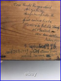 Rare Antique Hand Inscribed 1943 German Folk Art Chest WWII Augsburg Kepsake Box
