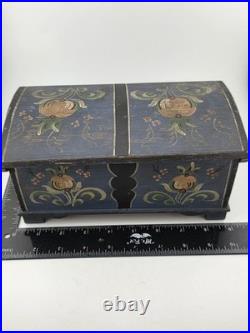 Rare Antique Hand Inscribed 1943 German Folk Art Chest WWII Augsburg Kepsake Box