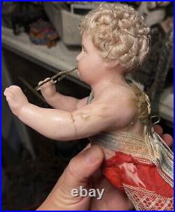 Rare Antique Victorian German Wax Over Composition Angel Christmas Ornament 11