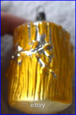 Rare Antique Vtg German Blown Glass Girl In Log Christmas Ornament 1925 3