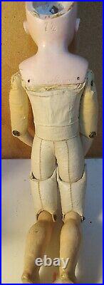 Rare Antique late 1800s 20German Kestner Bisque Head Doll Kid Leather Body