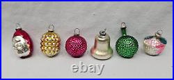 Rare Boxed 35 Vintage German Poland Small Glass Christmas Feather Tree Ornaments