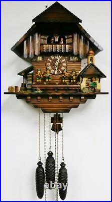 Rare German 8 Day Black Forest Weight Driven Musical Automaton Cuckoo Wall Clock
