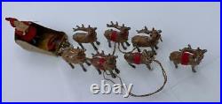 Rare Hertwig Santa Sleigh Reindeer Antique German Christmas Bisque Snow Baby