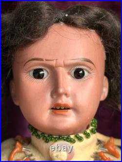 Rare Large Antique German 13 Native American Indian Bisque Head Doll Cloth Body Rare Large Antique German 13 Native American Indian Bisque Head Doll Cloth Body