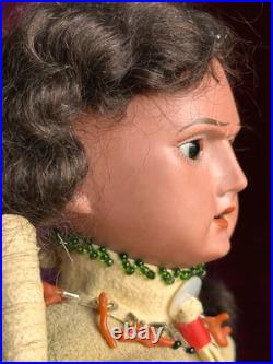 Rare Large Antique German 13 Native American Indian Bisque Head Doll Cloth Body Rare Large Antique German 13 Native American Indian Bisque Head Doll Cloth Body