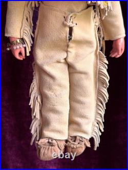 Rare Large Antique German 13 Native American Indian Bisque Head Doll Cloth Body Rare Large Antique German 13 Native American Indian Bisque Head Doll Cloth Body