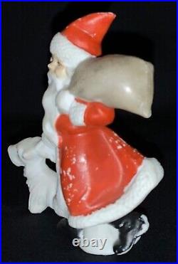 Rare! Large Antique German Bisque Snowbaby Santa Walking A Westie Dog