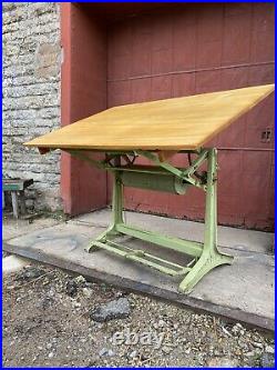 Rare Nestler German Industrial Adjustable Cast Iron Drafting Table Office Desk
