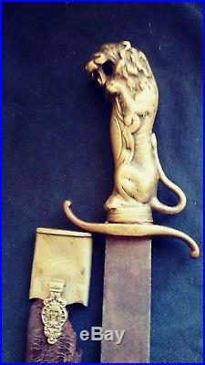 Rare Old Antique Vintage Sword Dagger Knife Brass Spanish German made in Germany