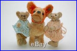 Rare Steiff Miniature Bear Couple c1910 Old Antique German Teddy White & Brown