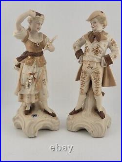 Rare Victorian Antique german porcelain pair Of 19th C Gentlemen And Lady Rare Victorian Antique german porcelain pair Of 19th C Gentlemen And Lady