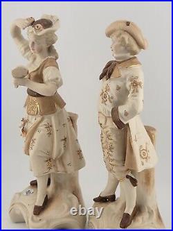 Rare Victorian Antique german porcelain pair Of 19th C Gentlemen And Lady Rare Victorian Antique german porcelain pair Of 19th C Gentlemen And Lady