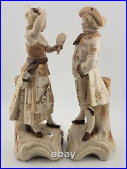 Rare Victorian Antique german porcelain pair Of 19th C Gentlemen And Lady Rare Victorian Antique german porcelain pair Of 19th C Gentlemen And Lady