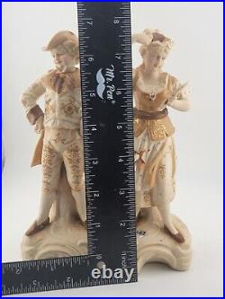 Rare Victorian Antique german porcelain pair Of 19th C Gentlemen And Lady Rare Victorian Antique german porcelain pair Of 19th C Gentlemen And Lady