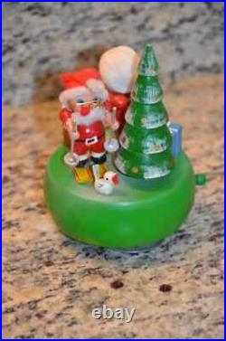 Rare Vintage Antique German Erzgebirgische Steinbach Skiing Santa Tree Music Box