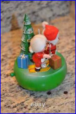 Rare Vintage Antique German Erzgebirgische Steinbach Skiing Santa Tree Music Box