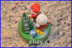 Rare Vintage Antique German Erzgebirgische Steinbach Skiing Santa Tree Music Box