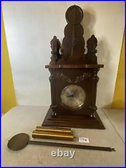 Rare Vintage Antique German Hanging Wall Clock Wood Victorian 59S6 Rare Vintage Antique German Hanging Wall Clock Wood Victorian 59S6