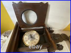 Rare Vintage Antique German Hanging Wall Clock Wood Victorian 59S6 Rare Vintage Antique German Hanging Wall Clock Wood Victorian 59S6