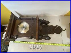 Rare Vintage Antique German Hanging Wall Clock Wood Victorian 59S6 Rare Vintage Antique German Hanging Wall Clock Wood Victorian 59S6