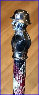 Rare Vintage Antique German Imperial Soldier Head Walking Stick Cane Swagger Old Rare Vintage Antique German Imperial Soldier Head Walking Stick Cane Swagger Old