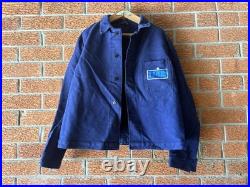Rare Vintage German Moleskin Work Jacket Pit22.5 Antique Chore Sturdy Deadstock