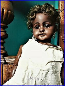 Rare antique black doll mulatto doll brown bisque Dep Simon Halbig 739