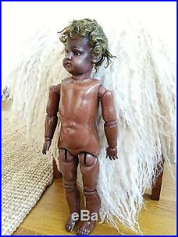 Rare antique black doll mulatto doll brown bisque Dep Simon Halbig 739
