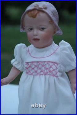 Reproduction Mold Antique 8German Heubach With Pink Hat Stamped At Back