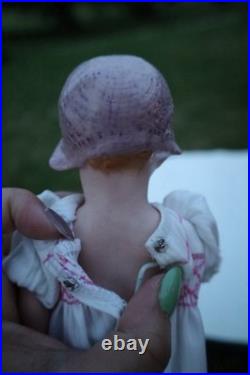 Reproduction Mold Antique 8German Heubach With Pink Hat Stamped At Back