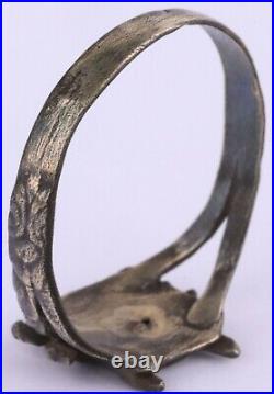Ring EVIL Skull Bones Horns DEVIL ww2 WWII ww1 WWI German Silver 830S Satan Mans