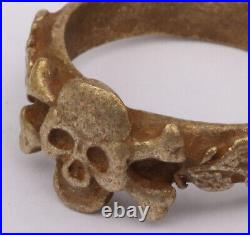 Ring Skull Bones ww2 WWII ww1 WWI Oak Leaves German Mans Military Jewelry Gothic