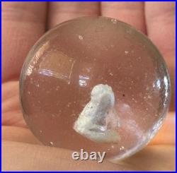 SCARCE BIG Vintage Antique Handmade German Sulphide Marble LAYING DOG 1.73