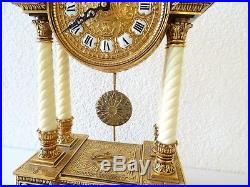 SCHMID German Gilded Mantel Shelf Pillar Clock 8 day Mid Century Vintage Antique