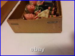 SET OF 6 Antique German Edi 1920s Celluloid Dolls, All Original in box